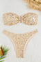 sexy sequin decor 4 colors padded ring linked bandeau bikini set_Black_White_Pink_Beige