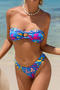 sexy floral printing 4 colors padded hollow bandeau bikini set_Pink_Magenta_Sky Blue_Blue