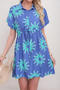 stylish graphic print single-breasted drawstring beach shirt mini dress cover-up_Black_Blue