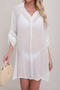 stylish 3 colors long sleeve beach shirt dress cover-up(only dress)_Black_White