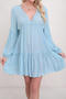 stylish 4 colors v-neck long sleeve beach mini dress cover-up(only dress)_Black_White_Yellow_Sky Blue