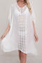 stylish 3 colors hollow crochet v-neck beach dress cover-up(only dress)_Black_White