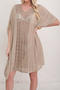 stylish 3 colors hollow crochet v-neck beach dress cover-up(only dress)_Black_White_Khaki
