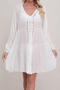 stylish cut out crochet 3 colors loose beach dress cover-up_Black_White