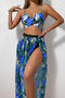 sexy 6 colors leaf printing padded underwire backless sling three-piece swimsuit_Yellow_Light Green_Green_Blue