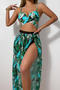 sexy 6 colors leaf printing padded underwire backless sling three-piece swimsuit_Yellow_Light Green_Green