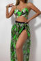sexy 6 colors leaf printing padded underwire backless sling three-piece swimsuit_Yellow_Light Green