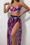 sexy 6 colors leaf printing padded underwire backless sling three-piece swimsuit_Yellow_Light Green_Green_Blue_Purple