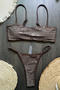 sexy 6 colors rhinestone decor removable padding backless sling bikini set_Black_White_Pink_Red_Blue_Brown