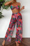 sexy 6 colors leaf printing padded beach pants three-piece swimsuit_Black_Gray_Red
