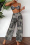 sexy 6 colors leaf printing padded beach pants three-piece swimsuit_Black_Gray