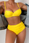 sexy 4 colors padded underwire high waist backless sling bikini set_Black_Pink_Yellow