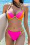 sexy 5 colors non-removable padding underwire braided straps bikini set_Magenta