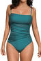 sexy plus size see through mesh stitching padded sling one-piece swimsuit_Black_Magenta_Green