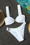 sexy pure colotr removable padding metallic swirl ring linked bikini set_White