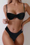 sexy 12 colors padded underwire backless sling bikini set_Black