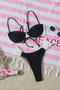 sexy color-block removable padding underwire backless sling bikini set_Black