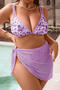 sexy plus size floral printing padded mesh skirt three-piece swimsuit_Orange_Blue_Light Purple