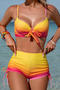 sexy gradient colour padded underwire drawstring tankini set_Orange
