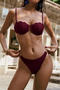 xs-l sexy 4 colors pendant decor padded underwire push up bikini set_Black_Rose Red