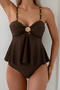 stylish 4 colors metallic shell decor beading padded tankini set_Black_Rose Red_Blue_Brown