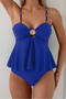 stylish 4 colors metallic shell decor beading padded tankini set_Black_Rose Red_Blue