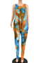 new plus size tie-dye stretch sleeveless pockets side stylish casual jumpsuit_Black_Orange