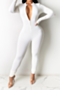 plus size eight colors solid color zip-up new fashion tight stretch slim simple casual jumpsuit_Black_White