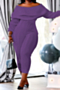 xl-5xl autumn new solid color stretch off-shoulder ruffle stylish jumpsuit_Black_White_Purple