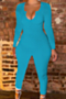 plus-size solid color long sleeve autumn tight simple stretch irregular jumpsuits_Black_White_Blue