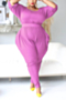 l-5xl plus size early autumn new simple pure color elastic casual jumpsuit_Black_Purple