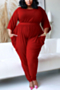 l-5xl plus size early autumn new simple pure color elastic casual jumpsuit_Black_Purple_Red