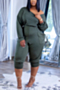 autumn plus size four colors stretch boat-neck pockets casual minimalist jumpsuit_Black_Dark Green