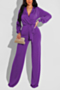 autumn new stylish simple pure color stretch plus size casual jumpsuit(with belt)_Black_Purple