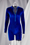 autumn new stylish solid color stretch velvet zip-up plus size 5 colors casual jumpsuit_Black_Blue