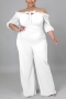 l-4xl plus size spring new stylish simple solid color hollow off-shoulder stretch loose casual jumpsuit_Black_White