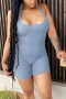 s-2xl plus size summer new stylish 12 colors stretch solid color sleeveless ribbed knitted casual playsuit_Black_White_Dark Green_Red_Sky Blue
