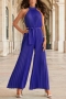 summer stylish 6 colors halter-neck pleating sleeveless solid&belt plus size micro-elastic jumpsuit_Black_White_Sky Blue_Dark Blue