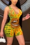 s-2xl plus size summer new stylish 5 colors stretch letter & lip fixed printing deep-v-neck slim sexy playsuit_White_Purple_Red_Blue_Yellow