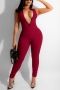 s-2xl plus size summer new stylish stretch 7 colors solid color zip-up sleeveless slim sexy jumpsuit_Black_White_Purple_Light Green_Rose Red