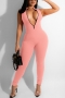 s-2xl plus size summer new stylish stretch 7 colors solid color zip-up sleeveless slim sexy jumpsuit_Black_White_Purple_Light Green_Rose Red_Pink