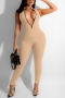 s-2xl plus size summer new stylish stretch 7 colors solid color zip-up sleeveless slim sexy jumpsuit_Black_White_Purple_Light Green_Rose Red_Pink_Khaki