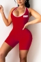 s-2xl plus size summer new stylish 5 colors stretch letter fixed printing crossed sling backless slim sexy playsuit_Black_Red