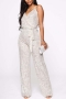 sexy plus size slight stretch sling sequins belt zip-up stylish jumpsuit_Black_White