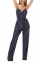 s-2xl summer new plus size 4 colors sequin decor stretch backless adjustable straps zip-up sexy jumpsuit with belt_Black_Rose Red_Dark Blue