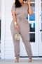 s-4xl summer new plus size three colors solid color stretch boat-neck tie-waist pockets stylish casual jumpsuit_Sky Blue_Magenta_Gray