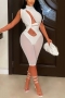 s-2xl plus size summer new stylish 6 colors stretch solid color hollow see through mesh spliced shirring zip-up sexy playsuit_Black_White