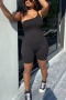 s-2xl plus size summer new stylish four colors solid color one shoulder sling stretch slim sexy playsuit_Black