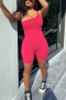 s-2xl plus size summer new stylish four colors solid color one shoulder sling stretch slim sexy playsuit_Black_Purple_Dark Blue_Magenta