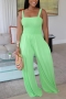 s-2xl summer new plus size 7 colors solid color stretch backless sling pockets smocked stylish jumpsuit_Black_White_Light Green